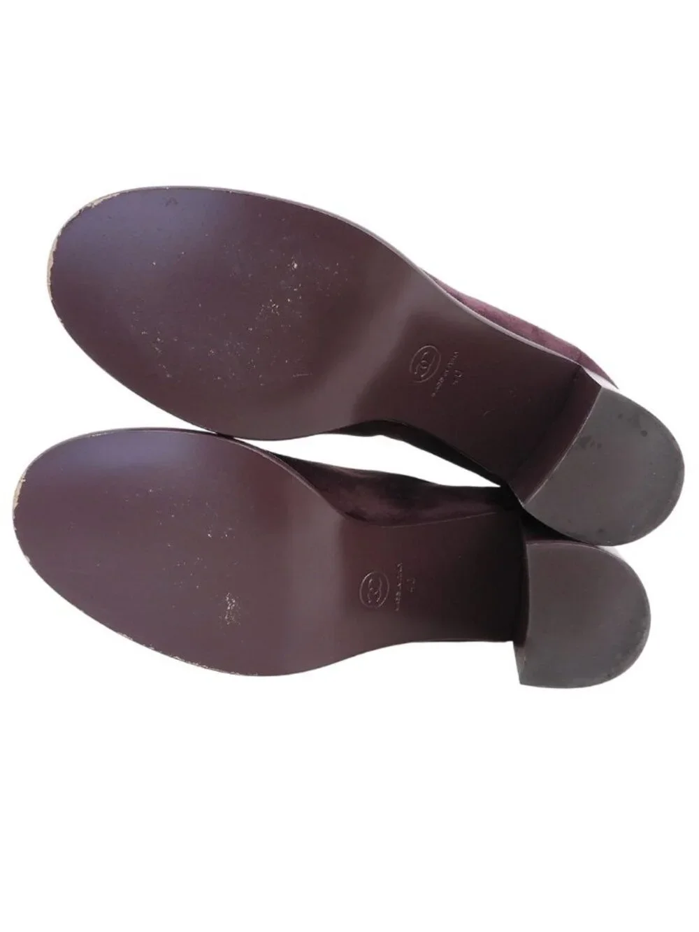 Chanel CC Logo Suede Short Boots Purple